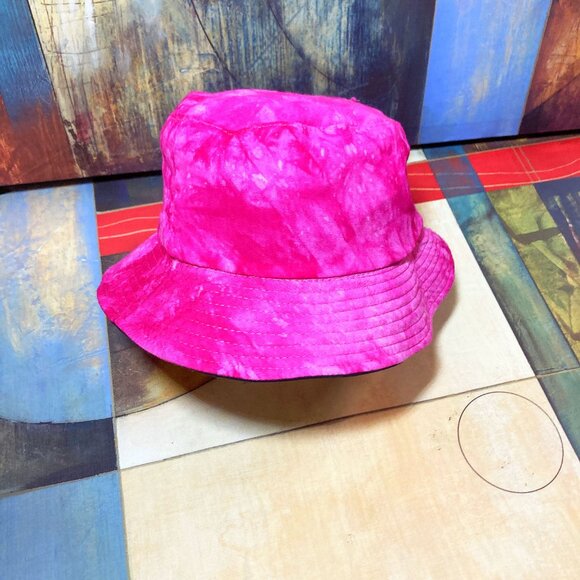 WOMEN'S REVERSIBLE BUCKET HAT EMBROIDERED BUTTERFLY x PINK TIE DYE Y2K 90's VIBE - Picture 3 of 4